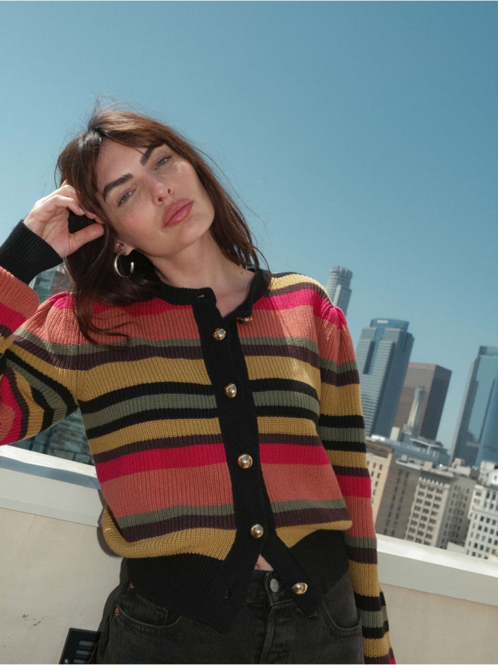 Nation LTD Carmela Striped Button Cardigan